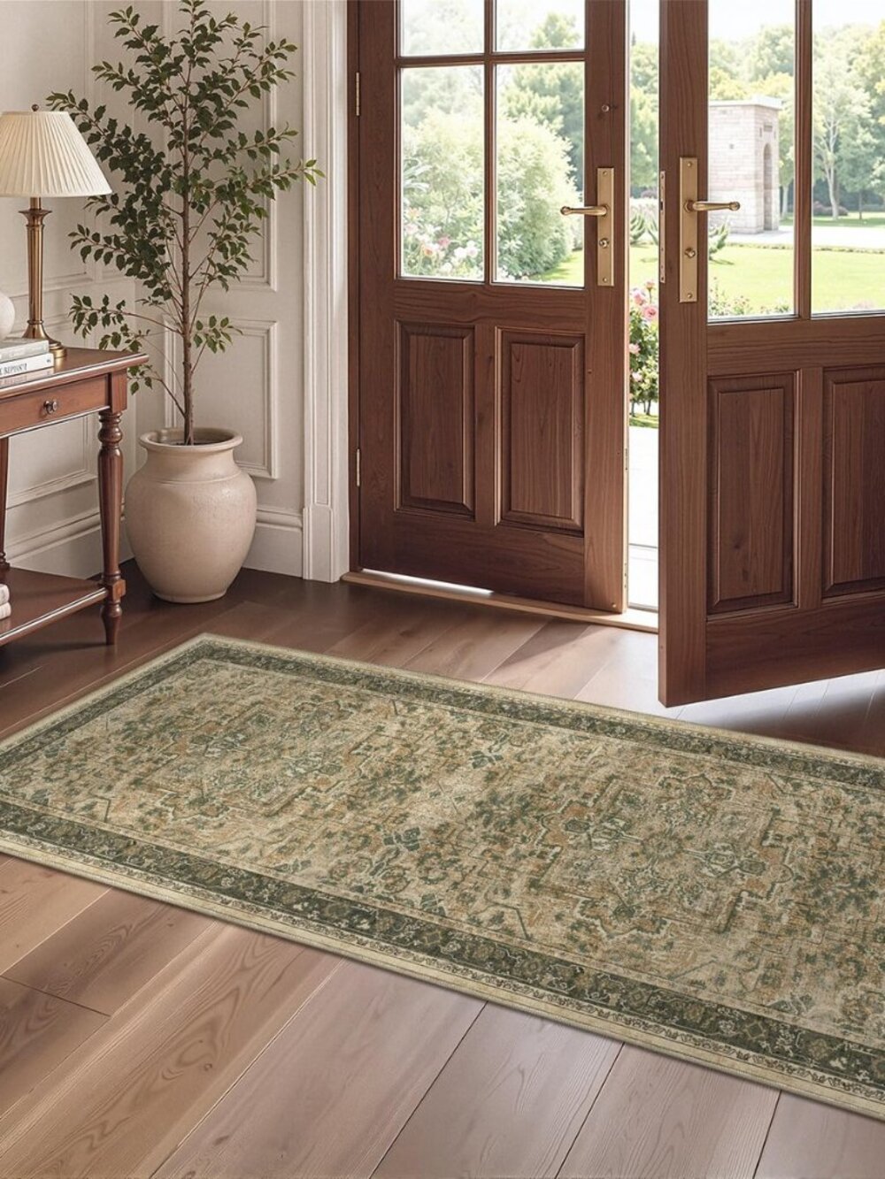 Vintage Medallion 2x5 Runner Rugs for Hallways Non Slip Machine Washable, Low